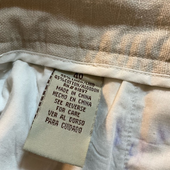 Cubavera Shorts Cream Waist 40 Linen Cotton 20" Length 9" Inseam Pockets - Picture 8 of 9
